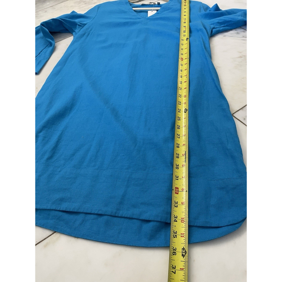 NWT Soft Surroundings Petite Medium Bright Blue Linen Blend Tunic Or Coverup - Picture 7 of 7